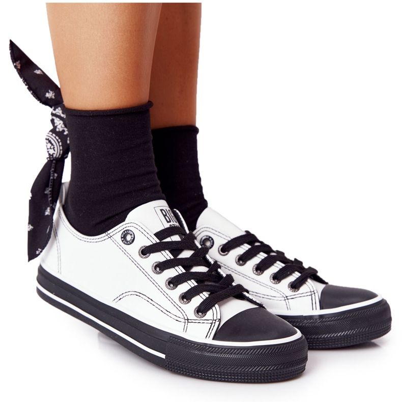 Baskets en cuir pour femmes Big Star HH274147 Blanc et noir blanche le noir