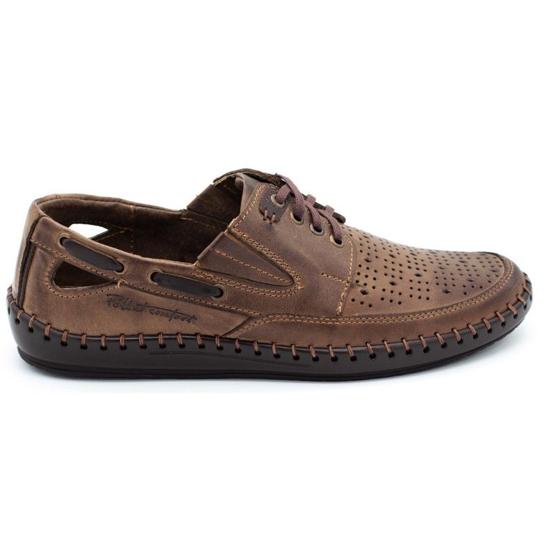 Polbut Mocassins ajourés homme J69L marron brun Polbut Mocassins ajourés homme J69L marron brun