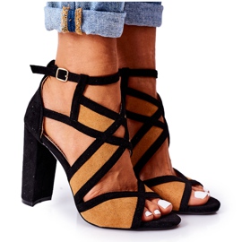 PS1 Sandales en daim sur une barre Emolly de chameau brun noir