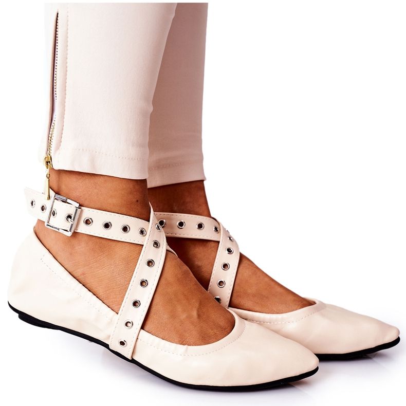 Ballerines Pliantes Cuir Lu Boo Beige