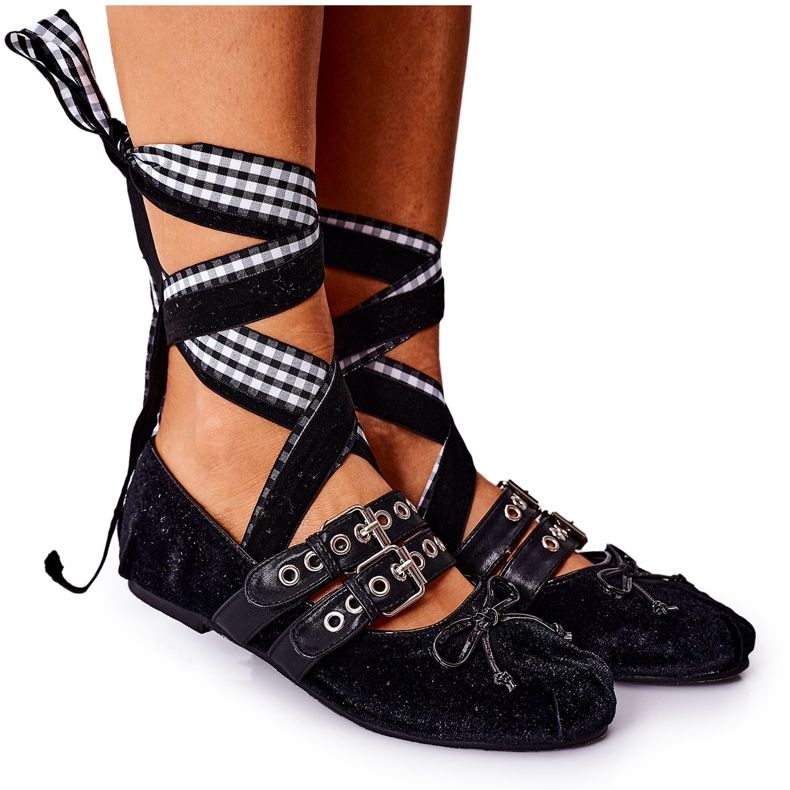 Ballerines en velours nouées Lu Boo noires le noir