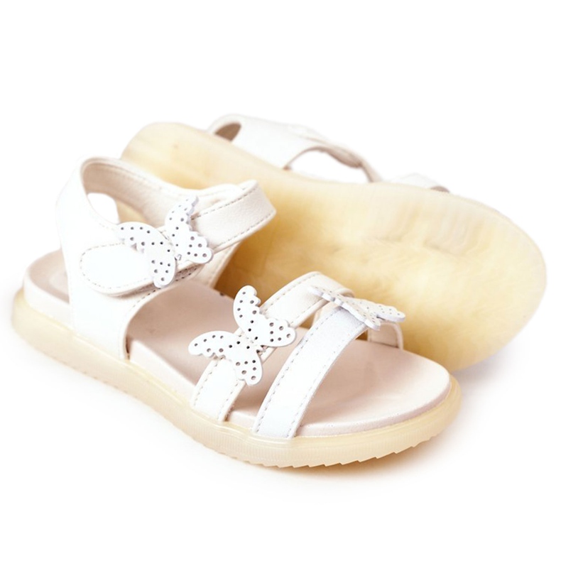Apawwa Sandales Enfant Avec Papillons Blanc Malvika Velcro blanche