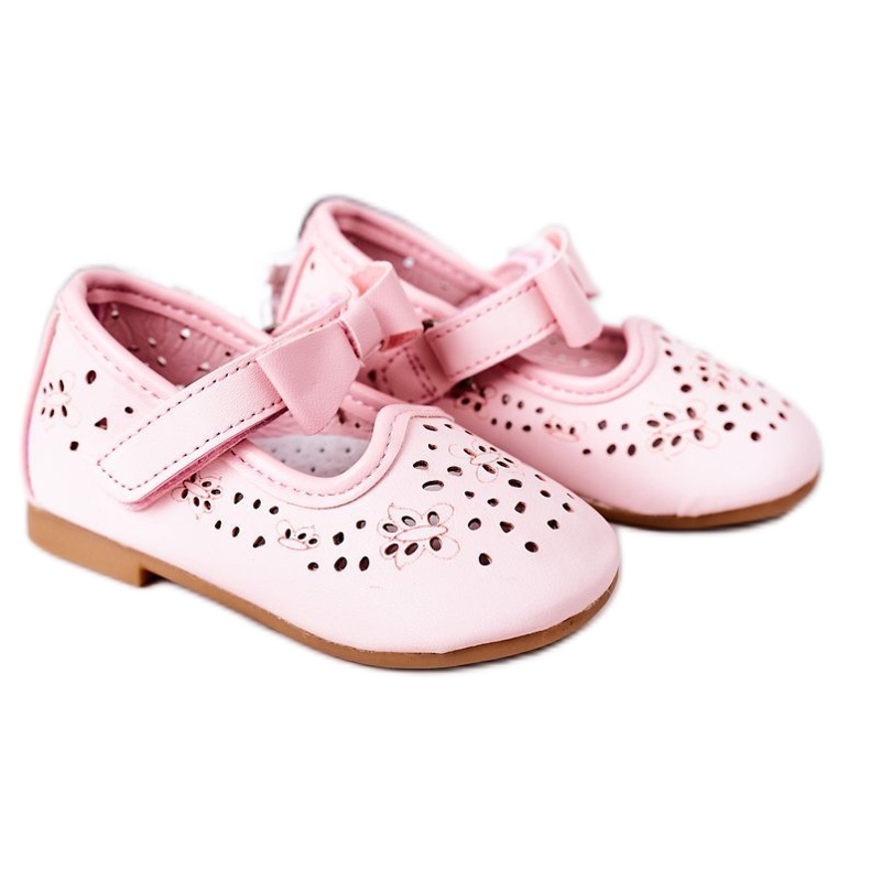 Apawwa Ballerines Enfant Cuir Avec Velcro Rose Mireia