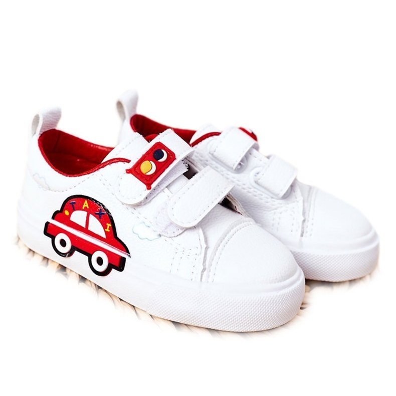 Apawwa Baskets Enfant Avec Velcro Blanc et Rouge Taxi blanche Apawwa Baskets Enfant Avec Velcro Blanc et Rouge Taxi blanche