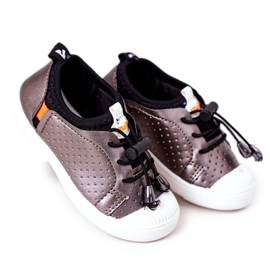 Baskets à enfiler argentées pour enfants Playground le noir gris