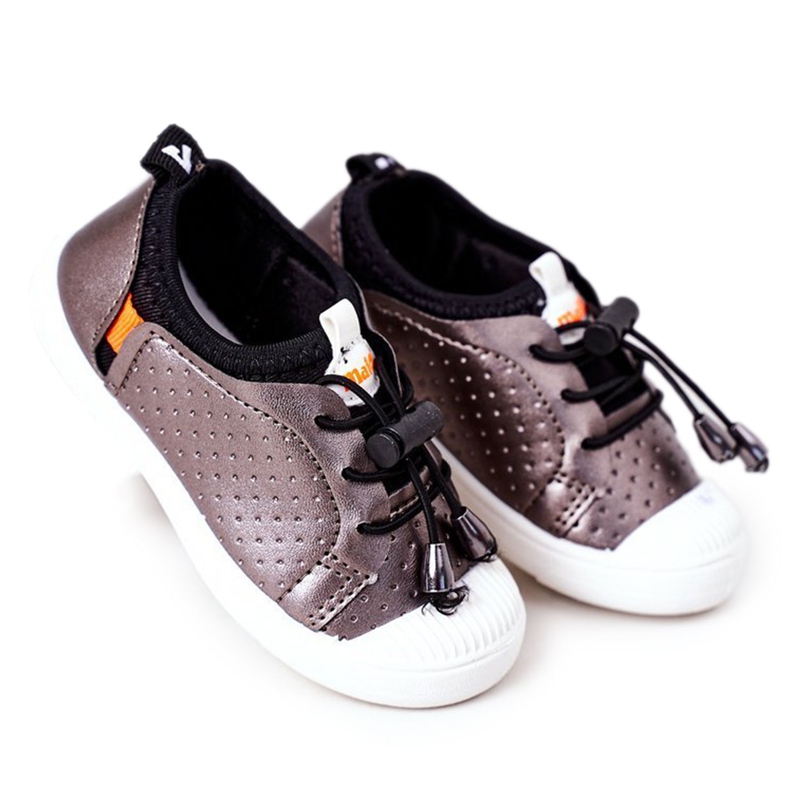 Baskets à enfiler argentées pour enfants Playground le noir gris