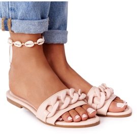 PS1 Chaussons En Cuir Avec Une Chaîne Beige Step By Step