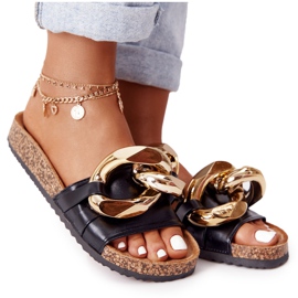 PS1 Tongs noires avec une chaîne Black Last Dance