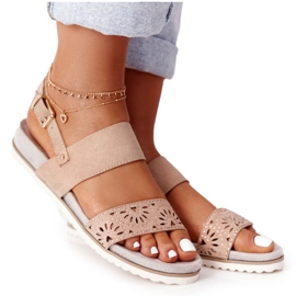PE1 Sandales En Daim Avec Oxyde De Zirconium Beige Cora
