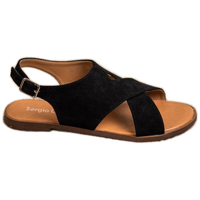 Sergio Leone Sandales plates noires le noir Sergio Leone Sandales plates noires le noir