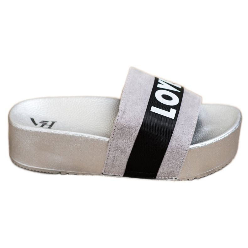 SHELOVET Pantoufles Sur La Plateforme Amour argent gris SHELOVET Pantoufles Sur La Plateforme Amour argent gris