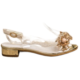 Sabatina Sandales transparentes avec cristaux doré