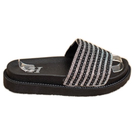 SHELOVET Pantoufles Sur La Plateforme Avec Cubic Zirconia le noir