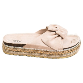 SHELOVET Espadrilles Chaussons Avec Nœud beige