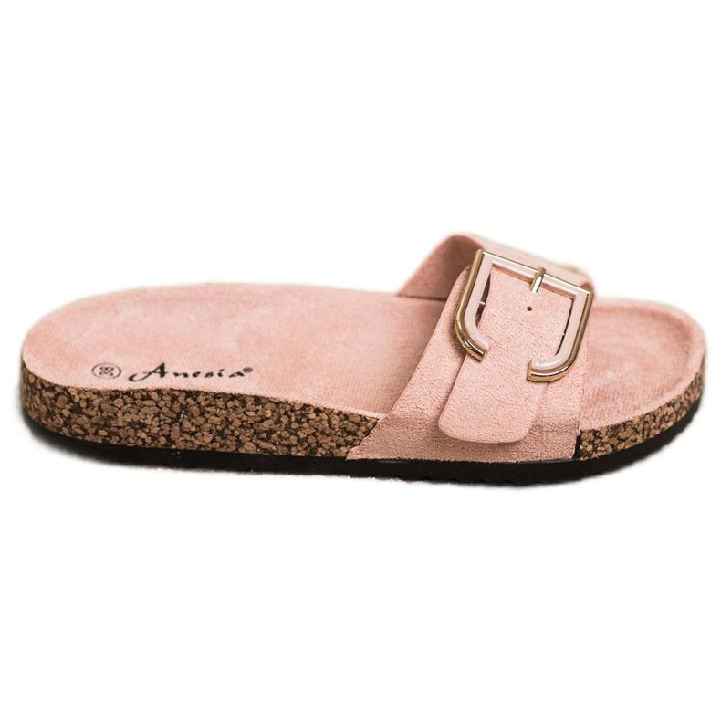 Anesia Paris Pantoufles décontractées en daim rose
