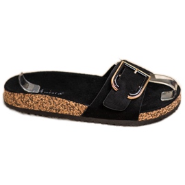 Anesia Paris Pantoufles décontractées en daim noir