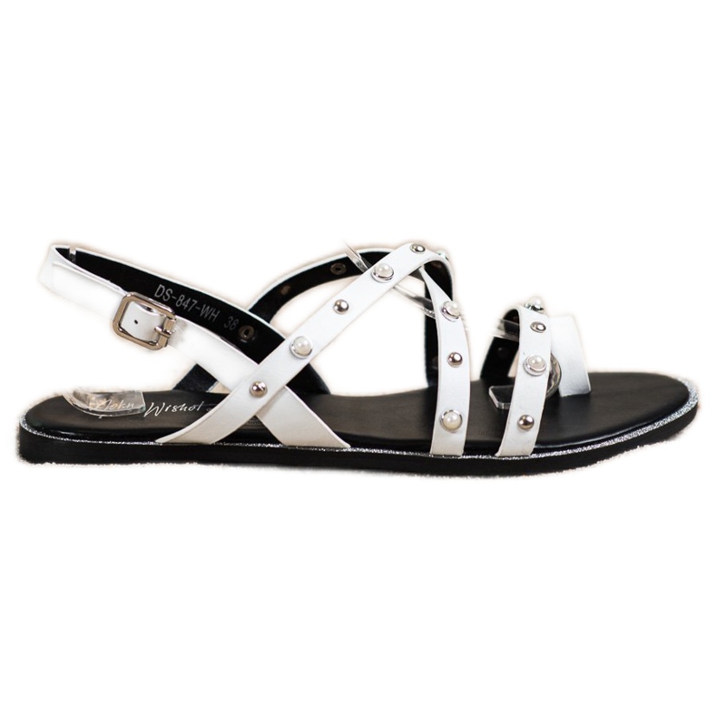 Goodin Sandales plates avec strass blanche