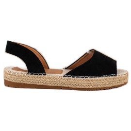 Ideal Shoes Espadrilles à enfiler noir