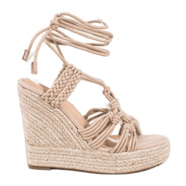 Seastar Sandales nouées sur un haut compensé beige