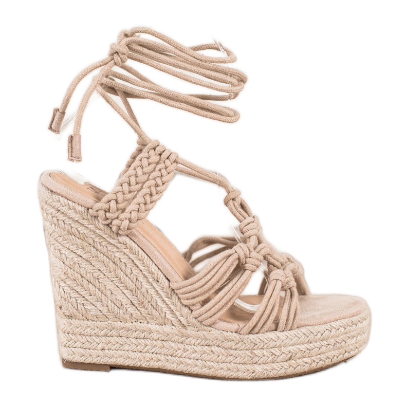 Seastar Sandales nouées sur un haut compensé beige