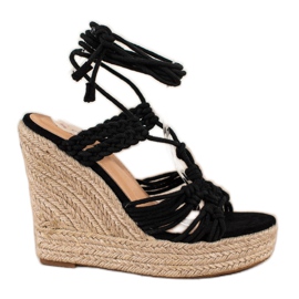 Seastar Sandales nouées sur un haut compensé noir