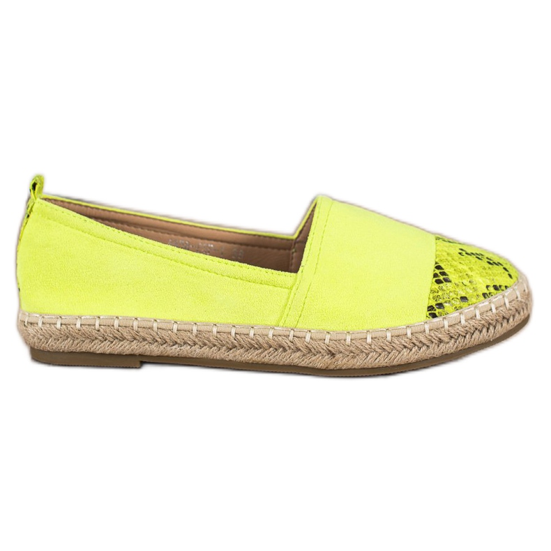 Bestelle Espadrilles avec empiècement imprimé serpent vert jaune