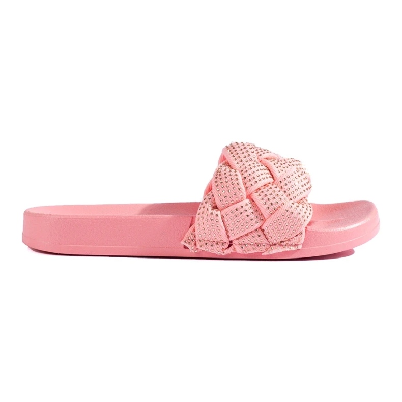 Chaussons textiles avec cristaux rose Chaussons textiles avec cristaux rose