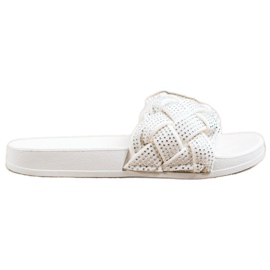 Groto Gogo Pantoufles En Textile Avec Cristaux blanc