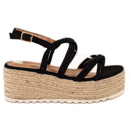Seastar Espadrilles Sur Sandales Compensées noir