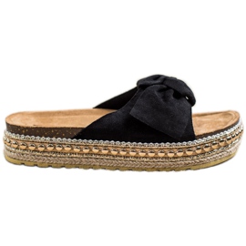 SHELOVET Espadrilles Chaussons Avec Nœud noir
