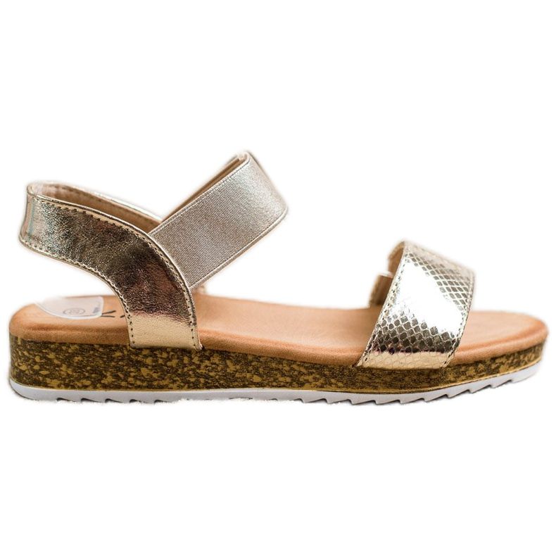 Kayla Sandales en cuir écologique brillant d'or