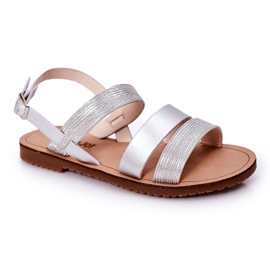Sandales argentées Natalie Shiny pour enfants