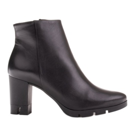 Marco Shoes Bottes audacieuses en cuir fleur naturel avec un talon épais noir