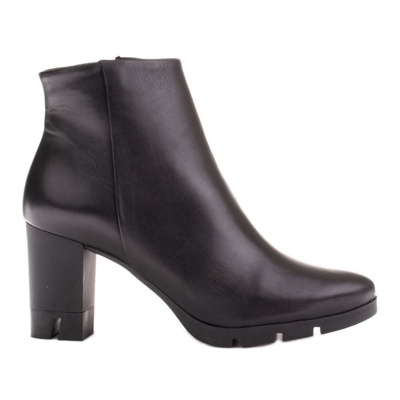 Marco Shoes Bottes audacieuses en cuir fleur naturel avec un talon épais le noir Marco Shoes Bottes audacieuses en cuir fleur naturel avec un talon épais le noir