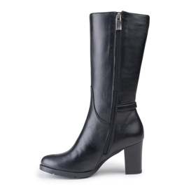 Marco Shoes Bottes classiques en cuir nappa noir avec boucles et sangles supplémentaires