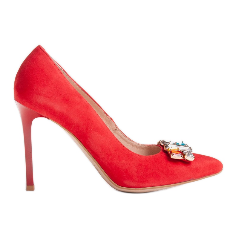 Marco Shoes 1057P clous rouges avec grosses pierres