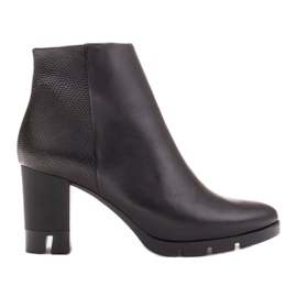 Marco Shoes Bottes audacieuses en cuir fleur naturel avec un talon épais noir