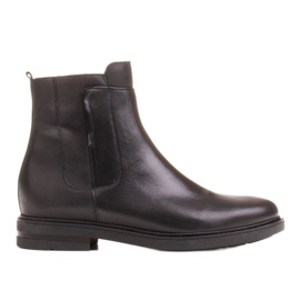 Marco Shoes Boots légères à fond plat en cuir grainé noir