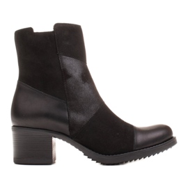 Marco Shoes Bottes pour femmes confortables en combinaison de cuir grainé et de nubuck noir