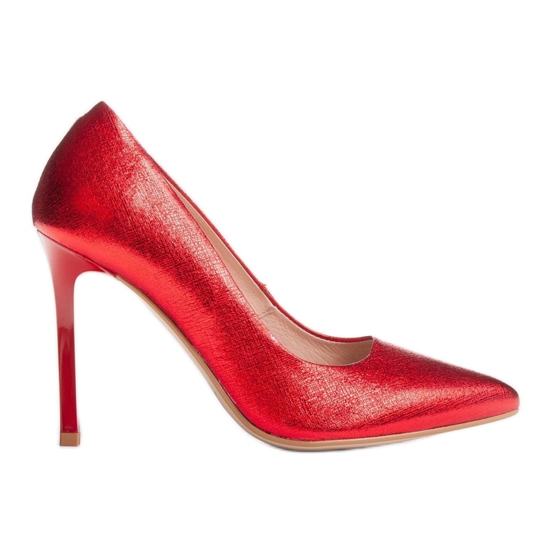 Marco Shoes Escarpins rouges à talons hauts rouges en cuir véritable