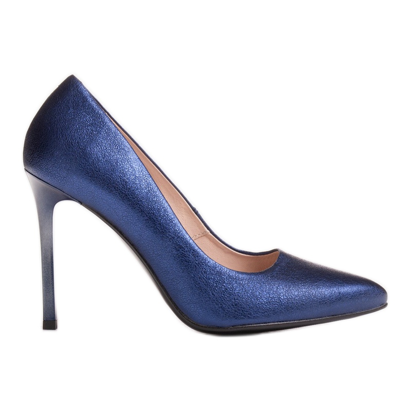 Marco Shoes Escarpins bleu marine à talons hauts en cuir véritable Marco Shoes Escarpins bleu marine à talons hauts en cuir véritable