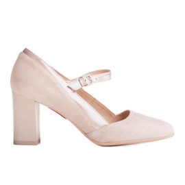 Marco Shoes Escarpins avec une bride sur un talon stable beige Marco Shoes Escarpins avec une bride sur un talon stable beige