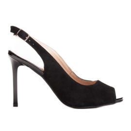 Marco Shoes Sandales en velours noir 1188P sur talon haut