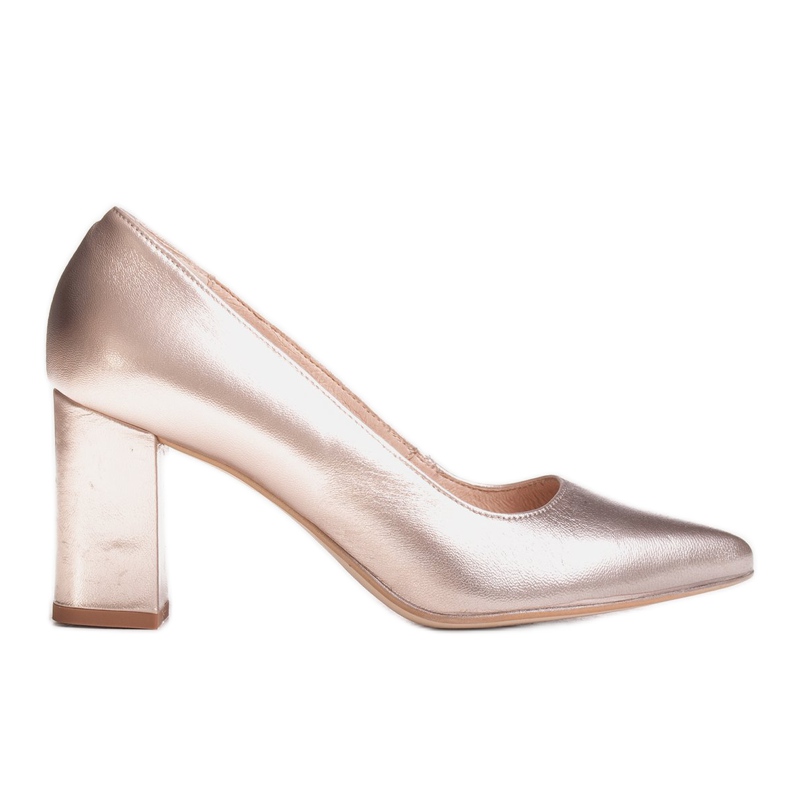 Marco Shoes Escarpins en platine 1066P avec un talon intéressant d'or