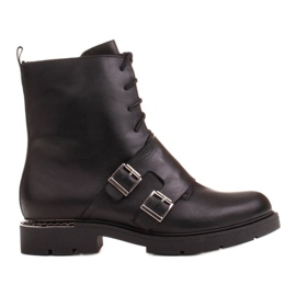 Marco Shoes Bottines à lacets femme 1364B à double boucle noir