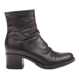 Marco Shoes Bottes confortables en cuir noir avec fronces