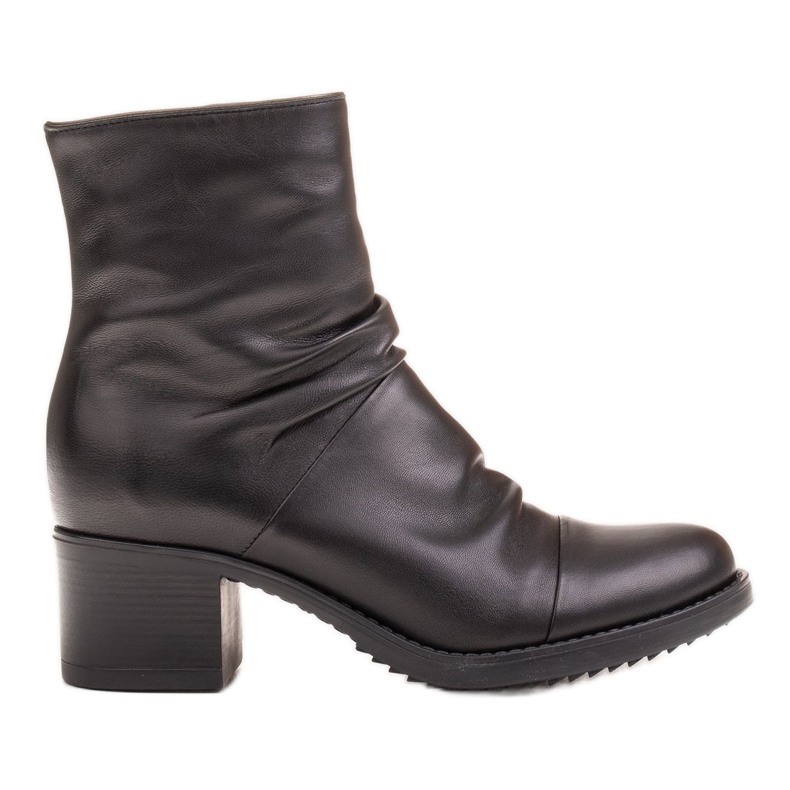 Marco Shoes Bottes confortables en cuir noir avec fronces le noir