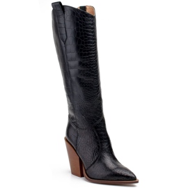 Marco Shoes Bottes femme noires Marco 1373K santiags en peau de reptile le noir Marco Shoes Bottes femme noires Marco 1373K santiags en peau de reptile le noir
