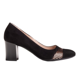 Marco Shoes Escarpins en daim à pied-de-poule métallisé noir
