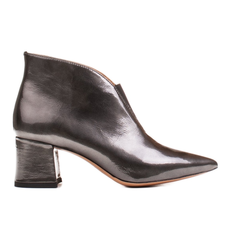 Marco Shoes Bottines 1460B slim en cuir gris avec tige en caoutchouc